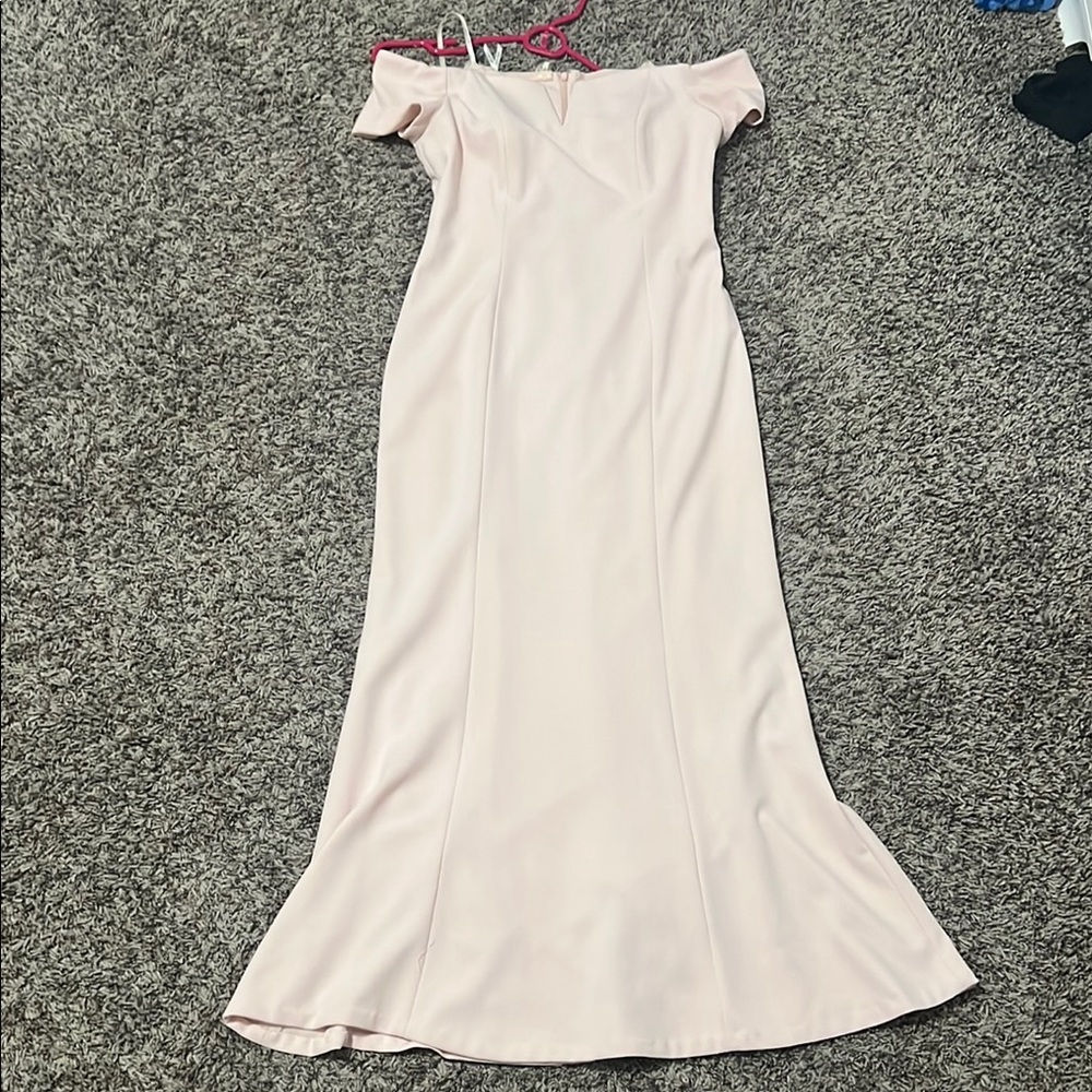 Calvin Klein Off-Shoulder Pink Maxi Dress